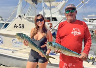 Shyara Ramakers and Rudolf catching some fishing with Carla Fishing Charters Aruba